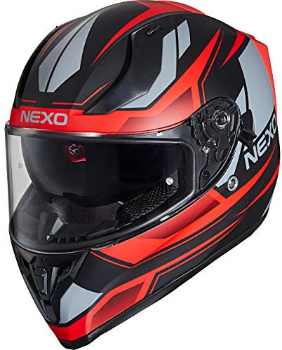 Nexo Casque intégral Casque de moto Casque intégral Sport II Rouge Déco #20 L, Unisexe, Sportler, toute l'année, Thermoplastique