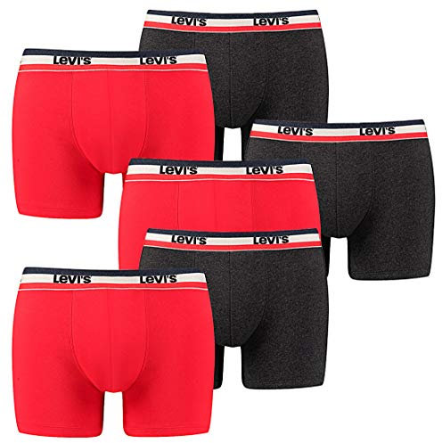 6er Pack Herren Levis SPRTSWR Logo Boxer Brief Boxershorts Unterwäsche Pants, Farbe:786 - Red/Black, Bekleidungsgröße:XL