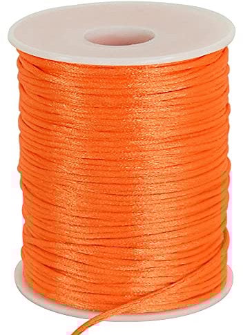 TONIFUL 2mm x 110 Yards Orange Nylon Cord Satin String for Bracelet Jewelry Making Rattail Macrame Trim Cord Necklace Bulk Beading Thread Kumihimo Chinese Knot Craft
