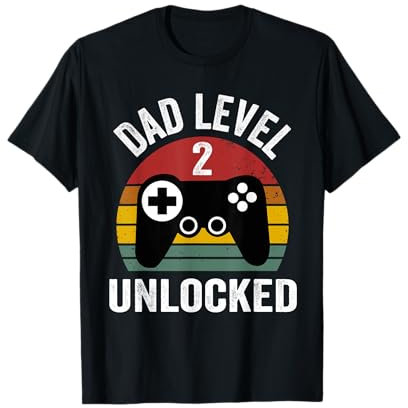 Funny New Dad Level 2 T-shirt débloqué pour 2 enfants T-Shirt