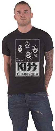 KISS T Shirt In Concert Tonight Band Logo Nue offiziell Herren Schwarz