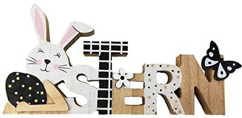 itsisa Deko Schriftzug Ostern aus Holz - Oster Deko schwarz weiß, Osterdeko (Ostern 2)