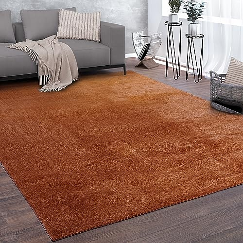 Paco Home Tappeto Salotto Pelo Corto Monocolore Design Moderno Morbido Arancia, Dimensione:240x340 cm