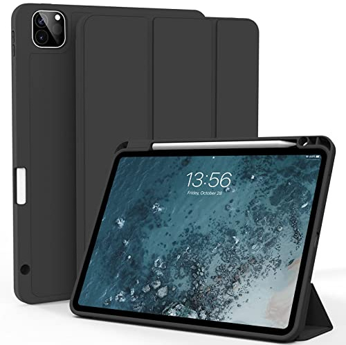ZOYU Hülle für iPad Pro 11 Zoll 2022/2021/2020 (4. / 3. / 2. Generation), Weiche TPU-Rückseite, Schlanke Stoßfeste Schutzhülle mit Stifthalter für iPad Pro 11, Auto Wachen/Schlafen, Schwarz