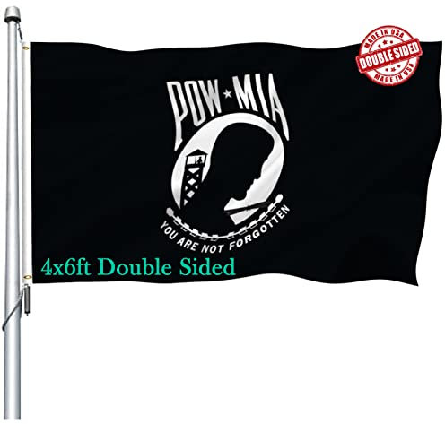 Pow Mia Flagge 10,2 x 15,2 cm für den Außenbereich, doppelseitig, strapazierfähiges Polyester, You are not forgotten Prisoner of War Mia Pow Flags Banner mit 2 Messingösen, 4 Reihen genäht