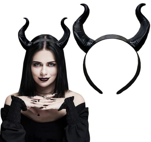 Halloween Devil Horns Headband Black Horns Demon Hairband for Costume Dress Up Party Hair Accessories Hairdress Photo Props Men Women