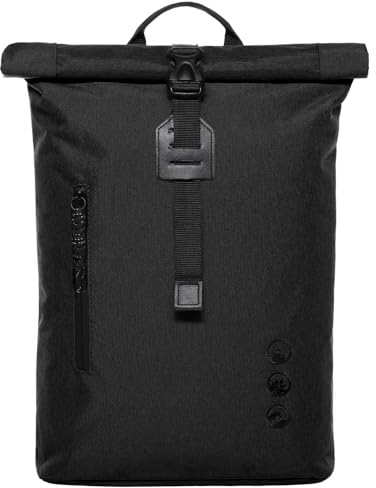 SONS OF ALOHA Roll-Top Rucksack Schmal & Klein Daypack Alani - Leichter City-Rucksack - PET recycelt, wasserabweisend - mit herausnehmbarer Laptop-Hülle 14 Fahrrad-Rucksack schwarz