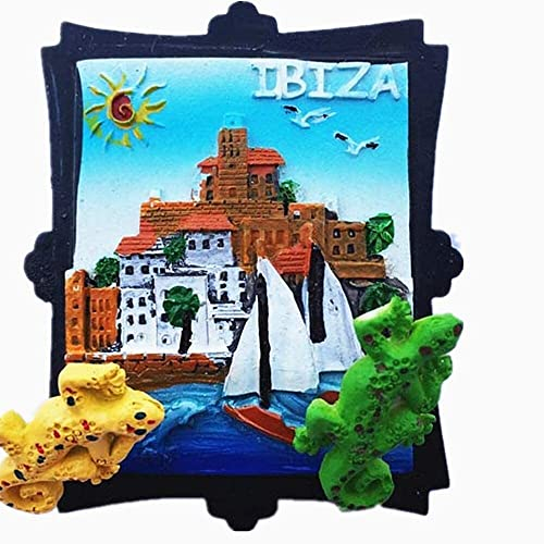 Kühlschrankmagnete, Ibiza Spanien 3D-Kühlschrankmagnet, Reiseaufkleber, Souvenir, Heim- und Küchendekoration, magnetischer Aufkleber Spanien Kühlschrankmagnet (Size : 4.5 x 9 cm)