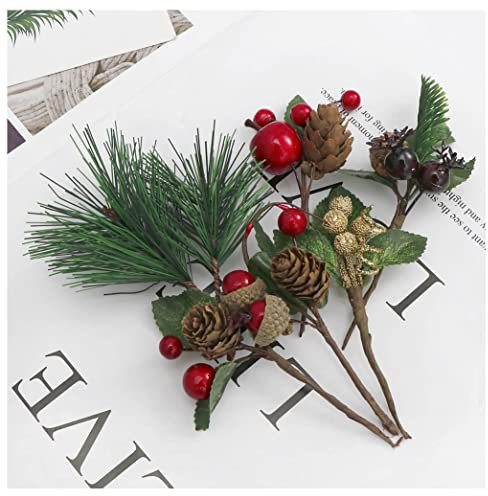 YYing 28pcs Christmas Floral Arrangement Artificial Pine Cones Berry Stems Decor Bouquets for Christmas Decoration, DIY Xmas Crafts,Wreath Garland, Tree (28)