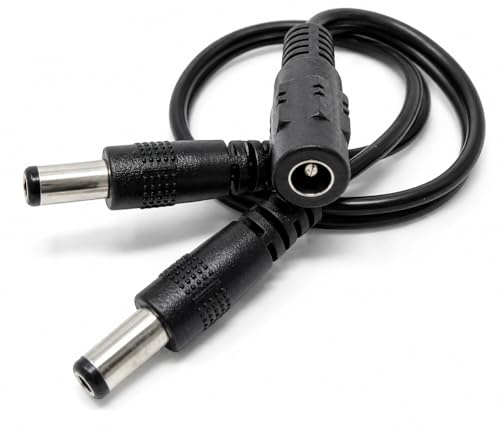 DRUT DC Power Splitter Lead Adapter, 5.5mm to 2.1mm, 12V | PSU to LED, CCTV Camera Cable, 2 Way