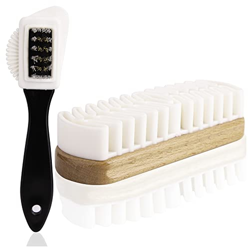 SULPO Wildlederbürste 2er Set - Schuhbürste mit Messing und Nylonborsten - Wildlederbürste 4-seitige 1 Stück - Robuste Kreppbürste Nubukleder 1 Stück - Hochwertige - Rauleder, Nubuk Verlour