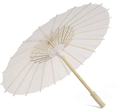 Calager Paraguas de papel de color blanco, sombrilla decorativa oriental, recuerdo de paraguas de boda, decoración de fiesta, sombrilla de novia, accesorio de cosplay de fotos (80 cm)