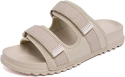 HCZION Chaussure pour diabétique, pantoufles orthopédiques de confort réglables, pantoufles larges en mousse à mémoire de forme pieds gonflés œdème sandale unisexe-Beige||44