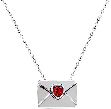 GILIEYER Halskette mit Briefumschlag, 18k Echtgold vergoldet Kette Gravur mit Liebesbrief Geheimer Nachricht I love you Personalisierte Anhänger Halskette für Mutter Freundin Freunde (Silver)