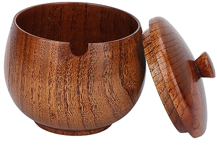 BestAlice Salero de Madera con Tapa, Caja de Sal de Madera, Tarro de Especias, Azucarero de Madera Vintage, Caja de Sal, Contenedor de Almacenamiento de Condimentos, Tarro de Especias(Marrón)