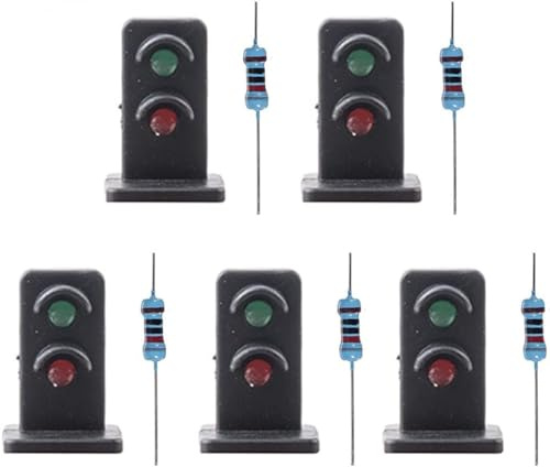 YUETTYY Train model signal lights, 5 Pcs 1:87 OO HO Gauge 20mm LEDs traffic lights Green/Red Signals 2 lights Lighting & Signal Engineering