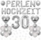 Cheereveal Perlenhochzeit Dekoration, 30 Perlen Hochzeit Luftballons Banner, Herz Folienballons, Silber Nummer 30 Konfetti, Alles Gute zum 30. Hochzeitstag Luftballons, Perlenhochzeit Deko für Paar