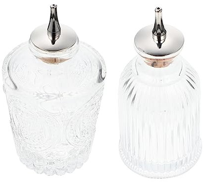 TOPBATHY 2pezzi Bottiglie Vintage Per Bitters in Vetro Decorativo Con Motivi Incisi Bottiglie Amaro Retrò Per Cocktail Contenitori Per Bar e Casa Eleganti e Resistenti