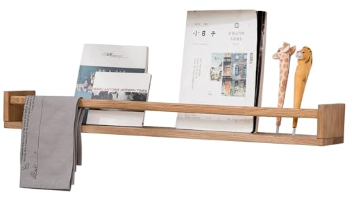 ShunpuBF Wandregal Kinderzimmer, Massives Eichenholz Schweberegal Bücherregal Wand bücherregal Wand Kinder für Zeitschrift Kinderzimmer Wohnzimmer Bad Schlafzimmer (Eiche, 60x10cm)