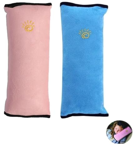 Coussin Ceinture Securite Enfant,Ajusteur de Ceinture de Sécurité Coussin Voiture Enfant,Voiture Protège Ceinture de Sécurité Coussin,Amovible,pour les Enfants Protéger Cou/Epaules,2 Pcs,Bleu+Rose