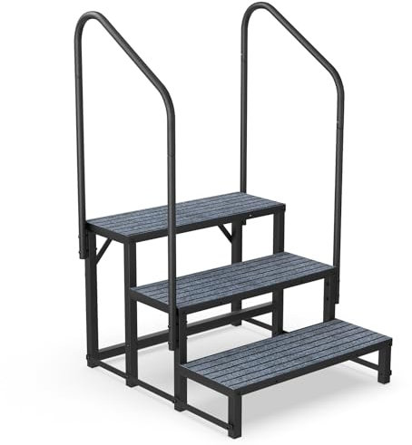 Fumingpal 3-stufige Wohnmobil-Stufe mit Handlauf, Whirlpool-Stufen