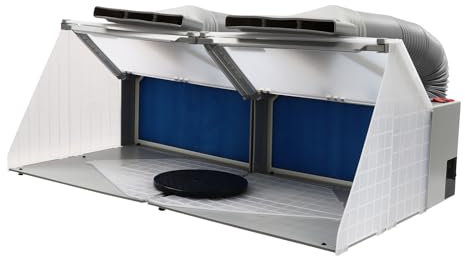 Spray Booth, 2 Sets of Airbrush Spray Booth Kit, with LED Lighting, 360° Turn Table and Exhaust Hose, Portable Paint Booth for Spraying Models Arts Crafts, 30W Airbrush Booth, Grey