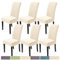 Housse de Chaise Extensible 6 Pièces Housse de Salle à Manger Universelle Couverture de Chaise en Stripes Jacquard Lavable Amovible pour Décor Cuisine Hôtel Restaurant (6 Pièces, Crème Blanche)-XW
