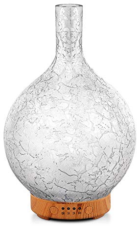 Porseme 150ml Glass Scented Oil Diffuser, Ultrasonic Aromatherapy Humidifier, 7 Color Changing Cool Mist Essential Oil Diffuser with Timer,BPA Free Waterless Auto-off for Home Gift (Silverplated)