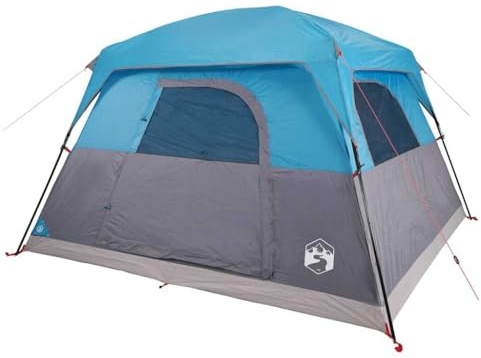 vidaXL Tenda da Campeggio a Cabina per 4 Persone Blu Impermeabile