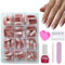 DMQ Ombre Press on Nails Kit with Glue, 240Pcs Square Pink Gradient False Nails, Short Pink Tips Acrylic Fake Nails, 12 Sizes Glossy Full Cover Stick on Nails for Women Girls Nails Art