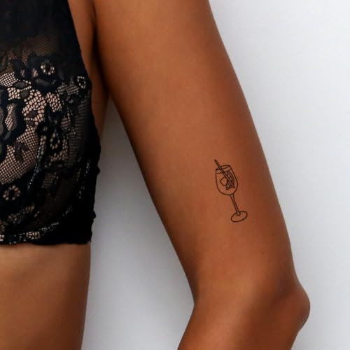 Aperol Glas Fancy - Inkster Tattoo | vegane & wasserfeste Temporäre Tattoos für Erwachsene - EU-Kosmetikzertifizierte Farbe - revolutionäres 2 Wochen Tattoo | Premium Klebetattoos