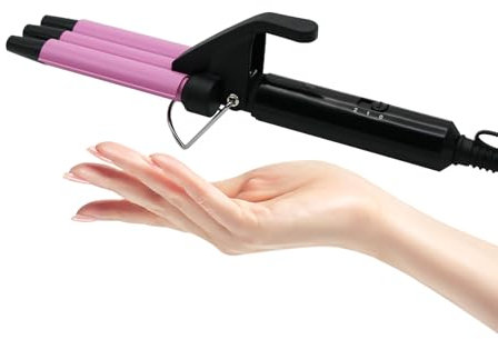janelove Upgraded Mini Hair Waver for Short & Medium Hair, 13MM Curling Wand, 0.45lb Lightweight, Mini Size Crimper Beach Waver, Travel Friendly,Adjustable Temperature-Pink