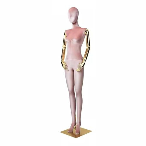 Elitix Schneiderpuppe Farbenfrohe Schneiderpuppe mit Verstellbarem Arm, Schneiderpuppentorso Aus Samt mit Standfuß, Ganzkörper-Dummy-Torso-Kleidungsmodell zur Ausstellung(Pink)