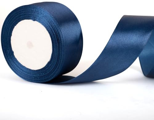 22m x 40mm Wide Navy Blue Ribbon Thick Dark Blue Satin Ribbon, 1.5 inch Thick Navy Ribbon for Gift Wrapping Wedding Car Christmas Birthday Present Cake Hair Bow Florist Bouquet Crafts Decorations