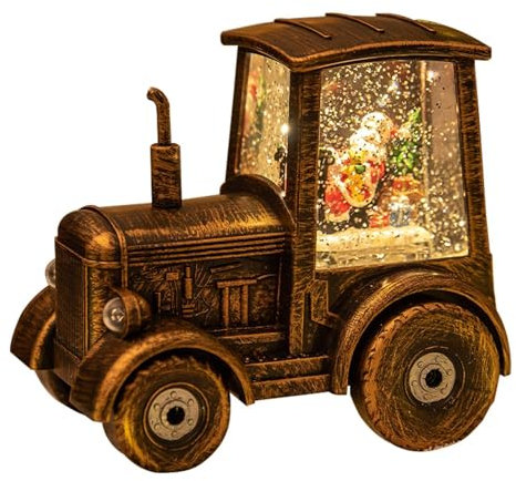 Weihnachtsbaum-LKW, Traktor-Schneekugel, dekorative Schneekugel LKW, Schneekugel-Laterne, Weihnachts-Mittelstück Tischdekorationen, Vintage-Bronze, Traktor-Form, Weihnachtsmann Weihnachtslaterne