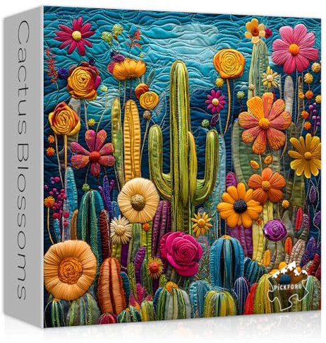 Kaktus-Puzzles für Erwachsene, 1000 Teile, einzigartige Sukkulenten-Puzzle-Kunst, Kaktusblumen-Gartenpuzzle, bunt, unmögliche Herausforderung, Puzzle für Erwachsene