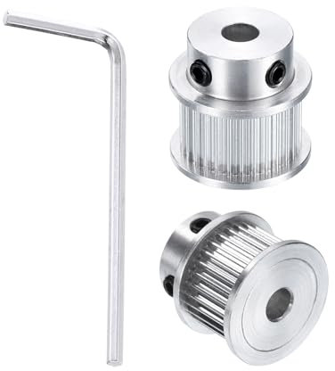 sourcing map GT-2 30T Riemenscheibe, Synchronrad, 5 mm Bohrung, Aluminium-Zahnriemen, 30 Zähne, passend für Breite 10 mm, Zahnriemen für 3D-Drucker, CNC-Maschine (mit Schraubenschlüssel), 2 Stück