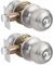 Probrico Brushed Nickel Entry Door Knobs With Key - Stainless Steel Exterior Lock for Front Entrance, 2 Pack