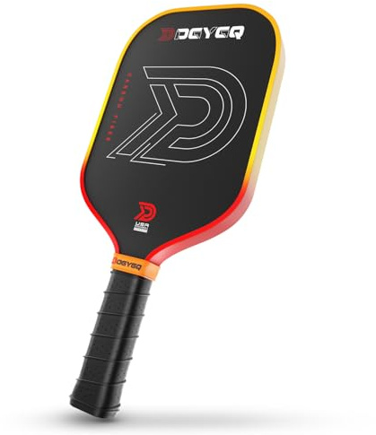 DGYGQ Pickleball Paddles - Professional Carbon Fiber Paddle with Honeycomb Core Pickleball Rackets - Lightweight Precision & Enhanced Shock Absorption for High Spin (Yellow-Orange Ombre)