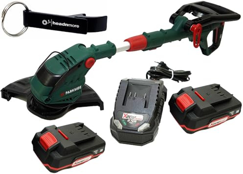 HEADNMORE® Bundle - 1x Parkside® Rasentrimmer PRTA 20 / Rasenkantenschneider + 1x HEADNMORE® Schlüsselanhänger (2x2Ah Akku)