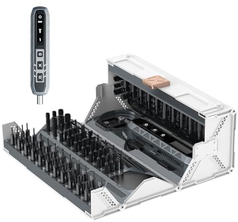 QKTYB Elektrischer Schraubendreher, 181 in 1 Akku Schraubendreher, 3.7V Electric Screwdriver Set mit 160 Magnetische Bits, 3 Gänge Drehmoment, Schrauber für Reparatur für iPhone Laptop Brillen Uhren