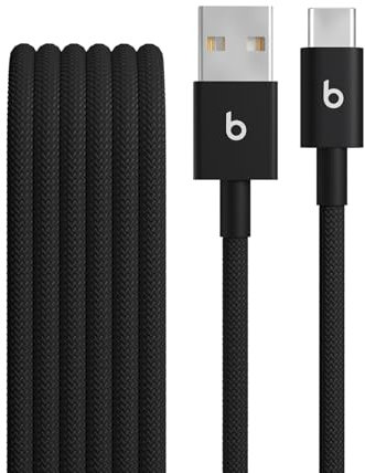 Beats USB-A to USB-C Woven Cable, Fast Charging, Durable and Tangle-Free Design, Compatible Charger for Apple & Android Devices (1.5 m) – Bolt Black