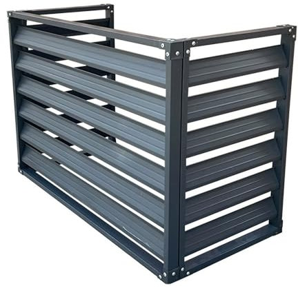 Freistehender Sichtschutz, Mülltonnenzaun-Paneele, Aluminium-Klimaanlagenzaun für Außen, Garten, Balkon(Gray,1.5P)