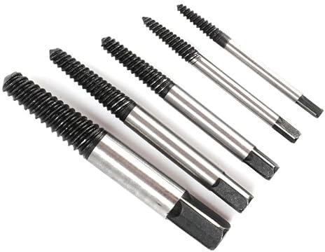 DmDoyy 5 Pièces Extracteur de Vis Cassée, Outil Professionnel Anti-Dérapant pour Enlever Vis Coincées Rouillées, Acier Trempé Haute Résistance avec Boîte de Rangement
