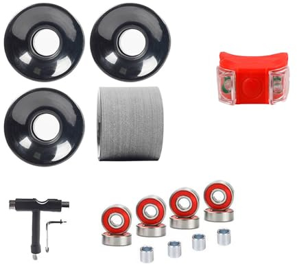60 mm Skateboard Rollen und Kugellager Set Longboard Rollen Cruiser Skateboard Rollen weich glatt stoßdämpfend 83A (schwarz)