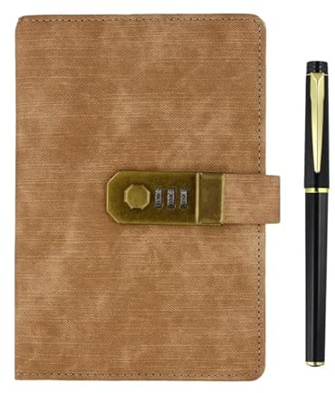 Astralong Journal Intime Code, B6 Carnet de Notes avec Serrure à Combinaison, 254 Pages, Papier Ligné pour Écrire, Carnet de Notes Vintage en Cuir avec Stylo pour Bureau, École