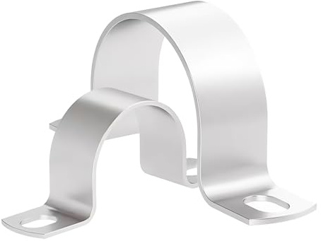 10 fascette stringitubo a U in acciaio inox, morsetto di fissaggio a due fori, supporto per tubo elettrico, tubazioni e tubi vuoti, montaggio universale (Ø 50 mm)