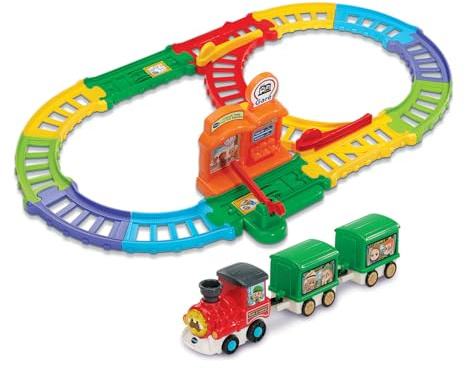 VTech - Tut Tut Bolides Circuit Train Tut Tut Express - Circuit Train Jouet Enfant avec Peter Le Train à Vapeur, 2 Zones Magiques - Cadeau Garçon et Fille de 1 an à 5 Ans - Contenu en Français