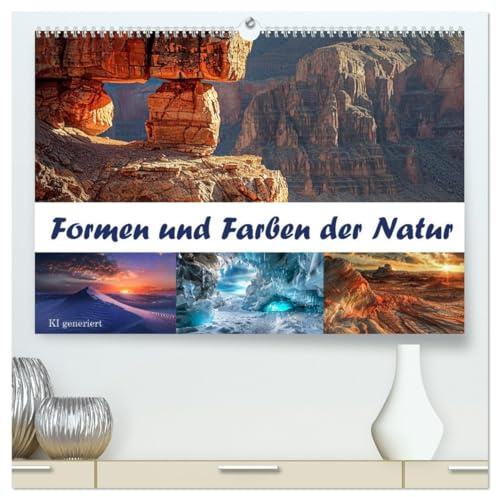 Formen und Farben der Natur (hochwertiger Premium Wandkalender 2026 DIN A2 quer), Kunstdruck in Hochglanz: Faszinierende Bilder beeindruckender Naturelemente - KI generiert (CALVENDO Natur)