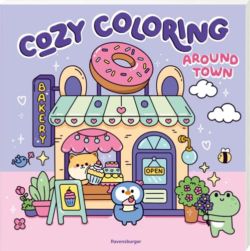 Ravensburger Cozy Coloring: Around town – Entspannendes Malbuch für Erwachsene und Teenager